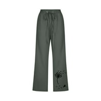 Ženske pamučne lanene Capri Pamučne lanene Capri hlače za žene ljetne Ležerne hlače s elastičnim strukom u struku