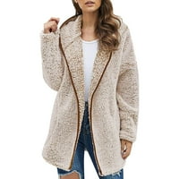 Ženska umjetna vuna Plus size jednobojna majica pulover s kapuljačom topli vuneni plišani kaput jakna dukserice gornja odjeća kardigan
