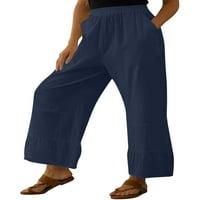 Ženske boho hlače s elastičnim strukom i džepovima širokog kroja, Palazzo hlače, ženske široke hlače za plažu