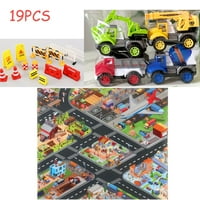Prilagođeni set igračaka za inženjerska građevinska vozila s prostirkom za igru i prometnim znakovima, set igračaka za automobile