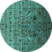 Tvrtka Aludes strojno pere okrugle orijentalne tirkizno plave prostirke za industrijske prostore, promjera 6 inča