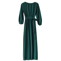 Večernja haljina CAICJ za žene, donje čipkan haljini dugih rukava i V-izrez, elegantne haljine slinky, zeleni, L