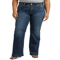 Silver Jeans Co. Plus veličina Avery visokog hlača nogu traperice struka veličine 12-24