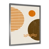 DesignArt 'Sažetak minimalni mjesec i sunce u tonovima zemalja III' Moderni uokvireni umjetnički tisak