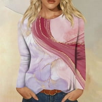 Ženska modna ležerna majica s okruglim vratom s printom dugih rukava