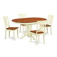 Blagovaonski stol od 5-do-do-do sa stolicama od lišća i drvenim sjedalima u boji mlaćenice i trešnje