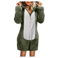 + Ženski kombinezon s kapuljačom s dugim rukavima pidžama ležerni zimski topli kombinezon za spavanje