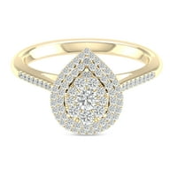 Imperial 1 3CT TDW Diamond 10K žuti zlato Krupni oblik kruške halo zaručnički prsten