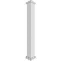 Ekena Millwork 8 W 10'H Premium Square Neored Smooth PVC Endura-Craft Column Wrap Kit, toskanski kapital i baza