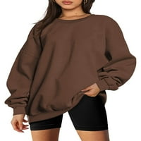 Jesenske majice s okruglim vratom za žene preveliki džemperi puloveri osnovne košulje od flisa dugih rukava tunike za tajice