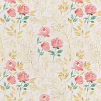 54 pamučna tkanina s lišćem i cvijećem iz menija, ružičasta