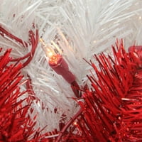 29 Božićni vijenac od crvene i bijele šljokice s uvijanjem mente-prozirna svjetla