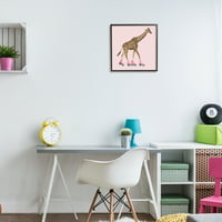 _ Smiješna žirafa na koturaljkama, slatki ružičasti dizajn, grafika, zidni ispis u crnom okviru, 17,30