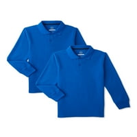 Wonder Nation Boys School Uniforma pique Polo košulja s dugim rukavima, 2-pack, veličine 4-18