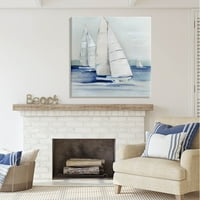 _ Morski brodovi koji plove morskim valovima obalna Umjetnička galerija, omotano platno, tiskana zidna umjetnost