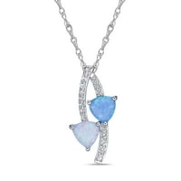 Sjajne fini nakit sterling srebro dvostruko zaobilazno srce stvorilo je opals i stvorio bijele safirne akcente o ogrlici za dizajn