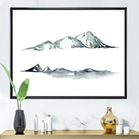 Minimalistički tamnoplavi planinski krajolik uokviren slika na platnu umjetnički tisak
