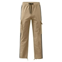 Muške teretne hlače s Više džepova, kapa za noge, struk od užeta, vezanje, prošivena vrpca, standardne tkane teretne hlače
