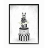 Stupell Industries Fashion Dog Bo Stack Grey Slikanje Framed Wall Art by Ziwei Li