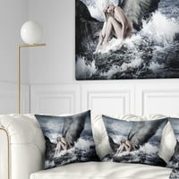 Jedinstveni anđeo odmarajući se rušenjem valova - Sažetak jastuka za bacanje - 18x18