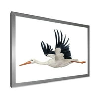 DesignArt 'Bijela roda Ciconia Leteća ptica' Tradicionalni uokvireni umjetnički tisak