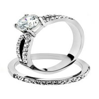 Njegov i njezin nehrđajući čelik 1. Set vjenčanog prstena od 09 dolara i muški zaručnički prsten od cirkonija ženska veličina muška
