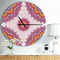 Etnički ružičasta cvjetna mandala 'Preveliki suvremeni metalni sat