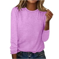 Jesenske jednobojne košulje dugih rukava za žene ležerni lagani puloveri širokog kroja trendi osnovne udobne dukserice mekana udobna