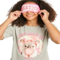 Justice Girls Short Sleave Top i Duge gaće pidžame set s maskom za spavanje, 2-komadića, veličinama 5- i plus