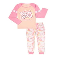 Spavaj na It Girls Fleece Dugi rukav i kravata boja joggers set pijama, 2-komad, veličine 7-16