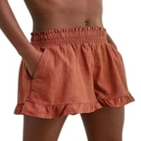 ; / Ženske široke jednobojne hlače, ženske široke kratke pripijene hlače visokog struka, svečane rastezljive havajske mini hlače