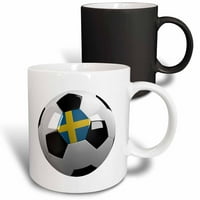 Nogometna lopta od 3 inča sa Švedskom nacionalnom zastavom na švedskom, čarobna šalica za transformiranje, 11 oz