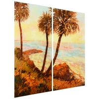 Empire Art Direct Palm Breeze I AB Frameless Free Plutajuće kalje od staklene ploče grafički zidni set od 2, 72 36 0,2 , spreman