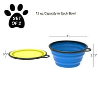 Sklopive zdjele za kućne ljubimce-Prijenosni set silikonskih zdjela za pse s hranom i vodom bez BPA i olova s karabinerima za putovanja,