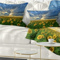 Dizajnerski prekrasan zalazak sunca nad suncokretima - jastuk s pejzažnim printom-12.20