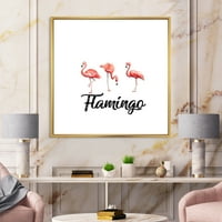 Tri flamingova na bijelom uokvirenom slikarskom platnu umjetnički tisak