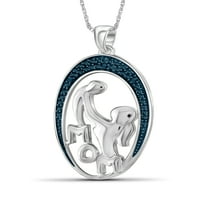 Jewelersclub mama ogrlica 0. Ogrlica za srebrne srebrne boje za žene - Prekrasan naglasak plavi dijamanti + 0. Ogrlica za poklon