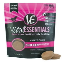 Vital Essentials Mini Patties Free Chicken Free Chicken Freece Freese Osušeni zamrzavanje sušene hrane, lb