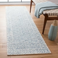 Apstraktni tepih s geometrijskim obrubom, Plava slonovača, 2 '3 8'
