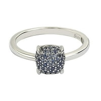 Kolekcionarski prsten od srebra sa safirnim i dijamantnim naglaskom na kuglici-Plava