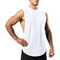 Muška majica bez rukava Bez rukava ljetni Casual muški sportski prsluk za fitness novi stil jednobojne bluze s okruglim vratom pulover