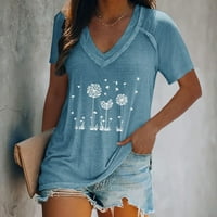 Ženske majice i bluze u Boho stilu, prevelike majice s izrezom u obliku slova u, majice za žene s printom maslačka, Ženske majice