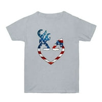 Majice za Dan neovisnosti 4. srpnja za žene, majice s grafičkim vratom čamca s kratkim rukavima s ljubavnim printom, vrhovi