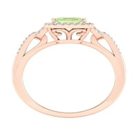Imperijalni dragulj 10k ružičasto zlato smaragd rezano zeleno ametist ct tw dijamant halo ženski prsten