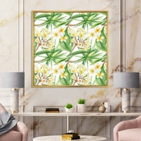 DesignArt 'žuti cvjetovi i tropsko lišće vi' Moderno uokvireno platno zidne umjetničke tiska