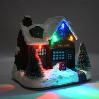 Božićna mini kuća, maleni Božićni prizor, rustikalne vikendice, građevinske svjetleće figure, blagdanski ukrasi za stol, pokloni