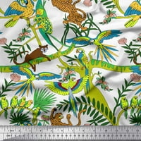 Grane tkanine Georgette sa Sojmoi mahovinom, dvorišna papiga i leopard print tkanina iz džungle