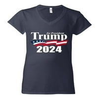 Majica s logotipom u SAD-u, Ženska standardna majica s izrezom u obliku slova u, Mornarica, velika veličina
