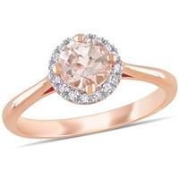 Miabella Ženska karat T.G.W. Morganite & Carat T.W. Dijamant 10KT ružičasti zlatni halo prsten
