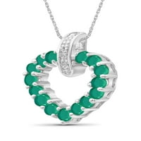 Jewelersclub srebrne ogrlice za žene - ogrlica za žene za žene. Sterling Silver - Smaragdna ogrlica središnjeg dijela, bijeli dijamantni